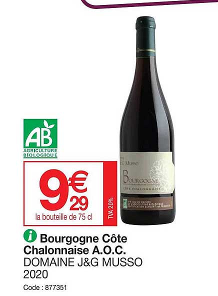 bourgogne côte chalonnaise a.o.c domaine j&g musso 2020
