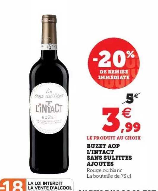buzet aop l'intact sans sulfites ajoutés