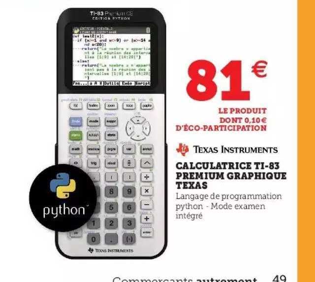 calculatrice ti-83 premium graphique texas intruments