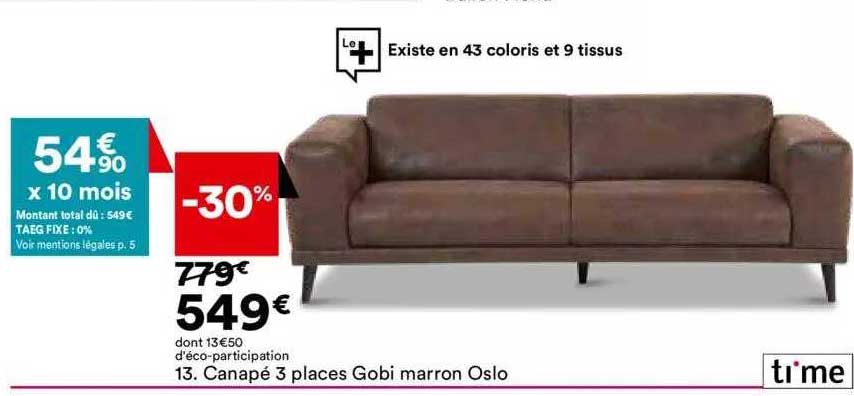 Canapé 3 Places Gobi Marron Oslo