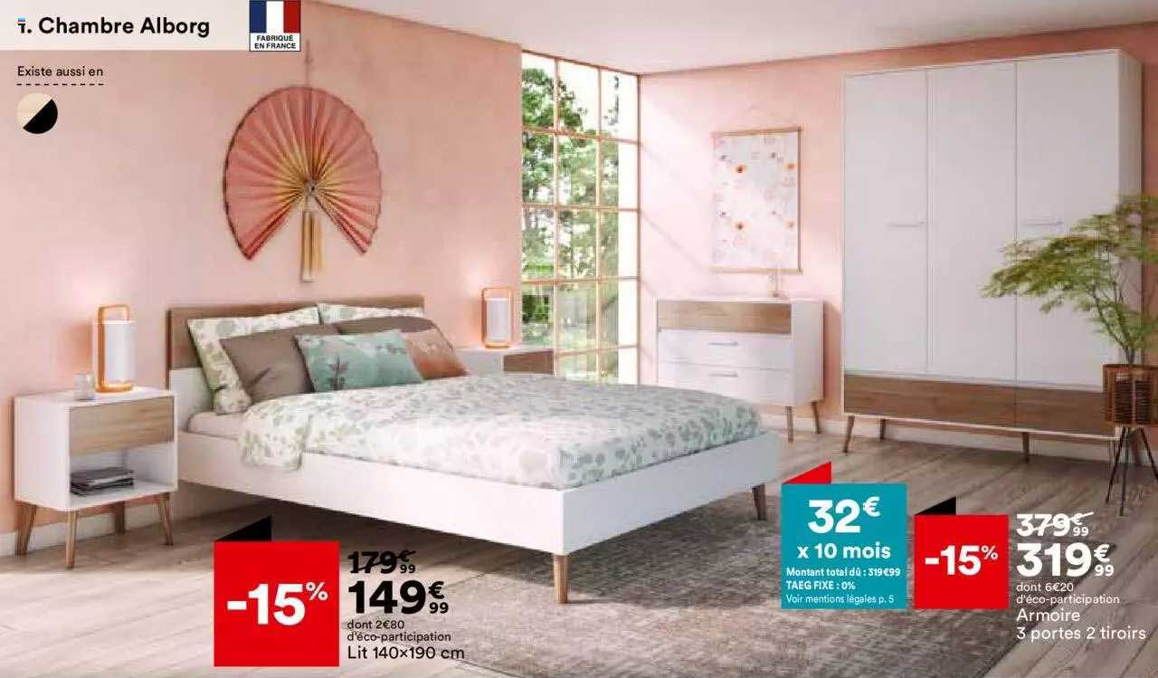 chambre alborg lit 140x190cm