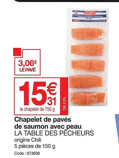 chapelet de pavés de saumon avec peau la table des pêcheurs
