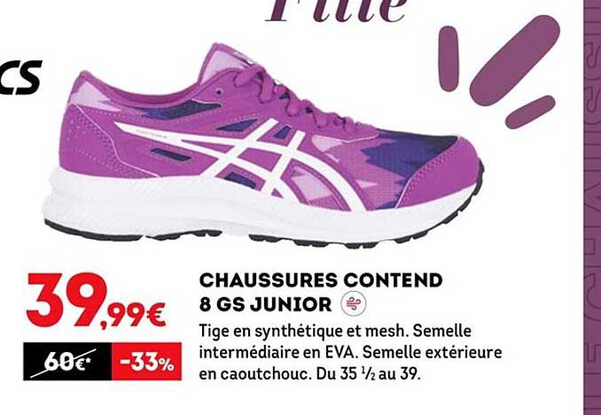 chaussures contend 8 gs junior asics