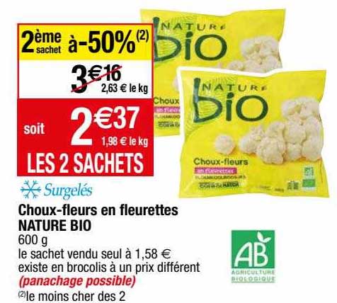 choux-fleurs en fleurettes nature bio