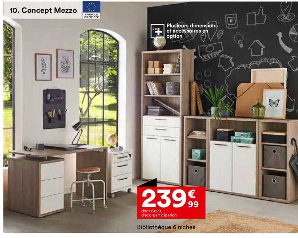 concept mezzo : bibliothèque 6 niches