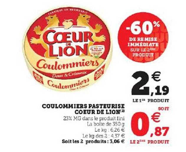 Coulommiers Pasteurisé Cœur De Lion