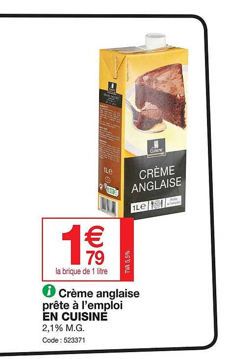 crème anglaise prête à l'emploi en cuisine