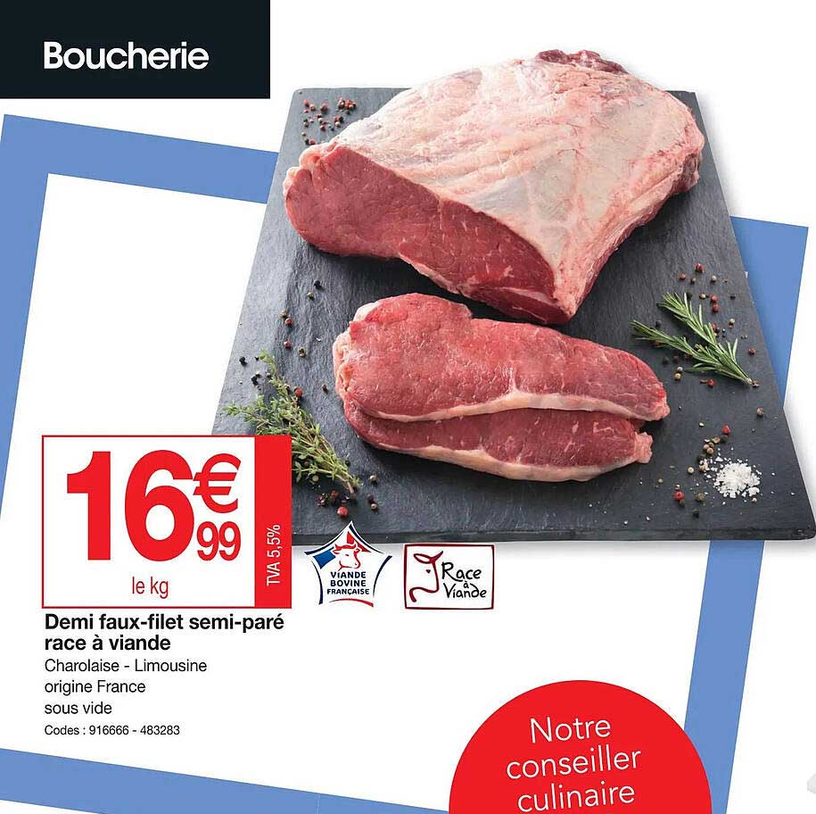 demi-faux-filet semi-paré race à viande