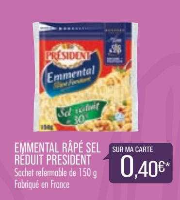 emmental râpé sel réduit président
