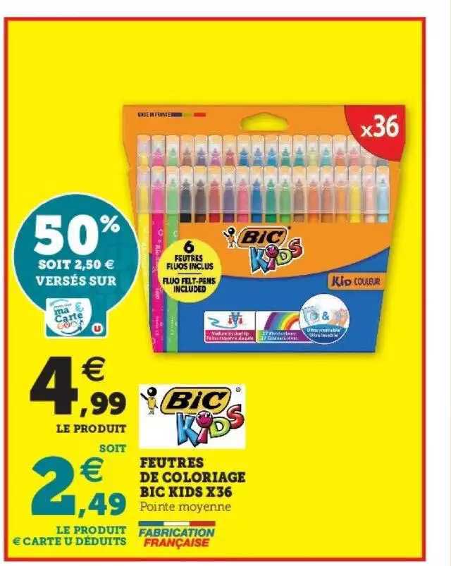 feutres de coloriage bic kids x36