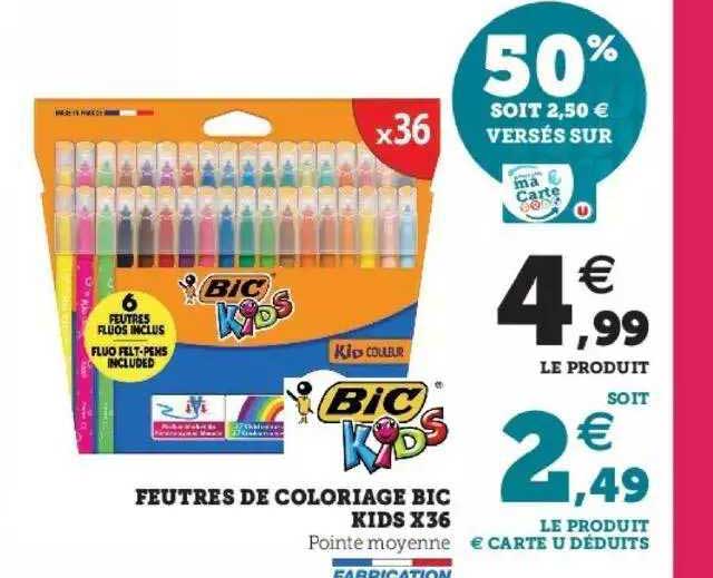 feutres de coloriage bic kids x36
