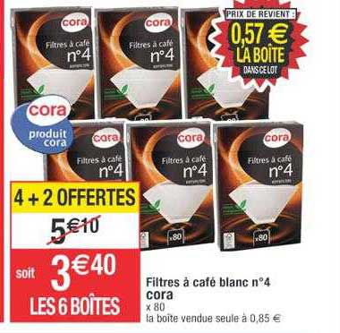 filtres à café blanc n°4 cora