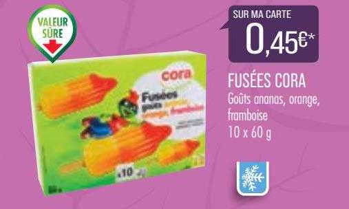 fusées cora goûts ananas, orange, framboise