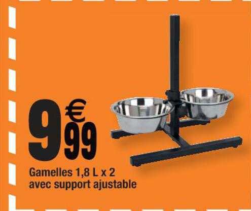 gamelles 1,8 l x 2 avec support ajustable