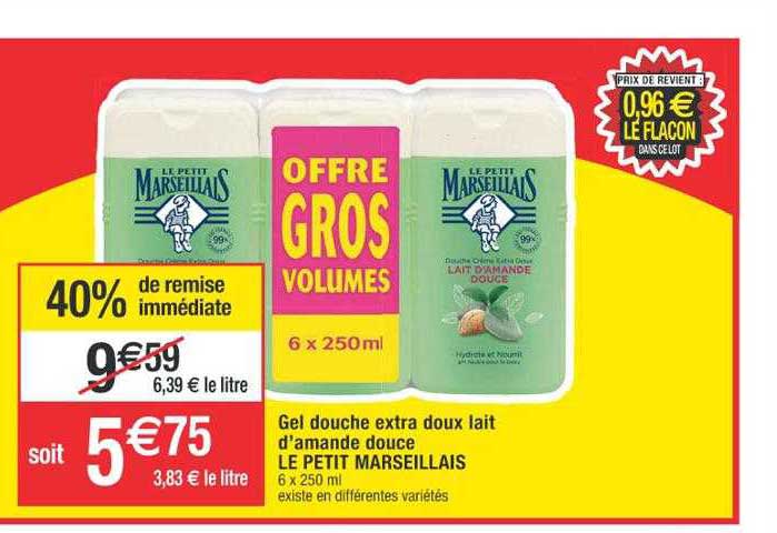 gel douche extra doux lait d'amande douce le petit marseillais