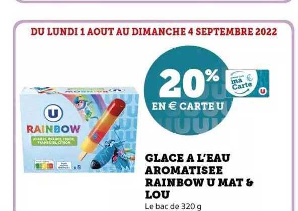 glace à l'eau aromatisée rainbow u mat & lou