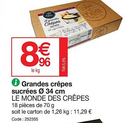 grandes crêpes sucrées ø 34 cm le monde des crêpes