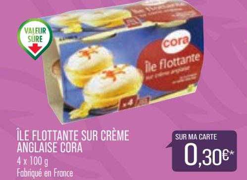 île flottante sur crème anglaise cora