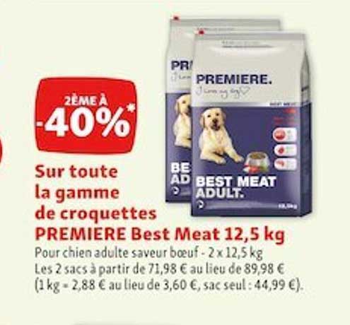la gamme de croquettes première best meat 12,5 kg