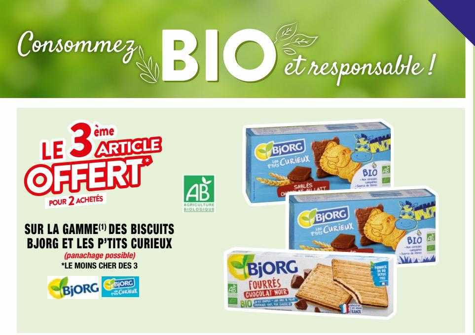 la gamme des biscuits bjorg et les p'tits curieux