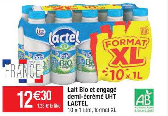 Lait Bio Et Engagé Demi-écrémé Uht Lactel