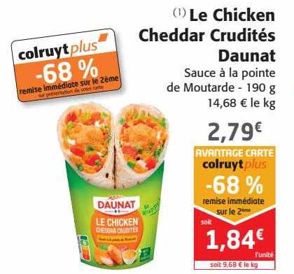 le chicken cheddar crudités daunat