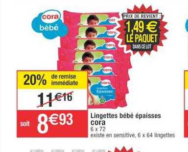 lingettes bébé épaisses cora