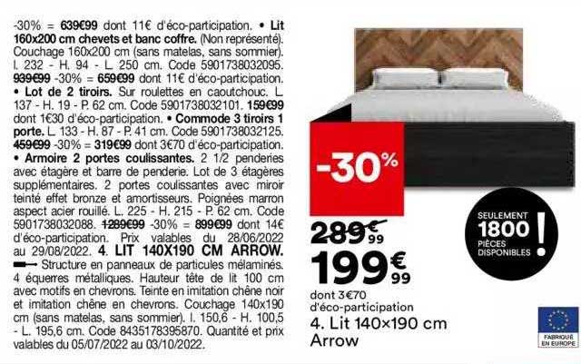 lit 140 x 190 cm arrow