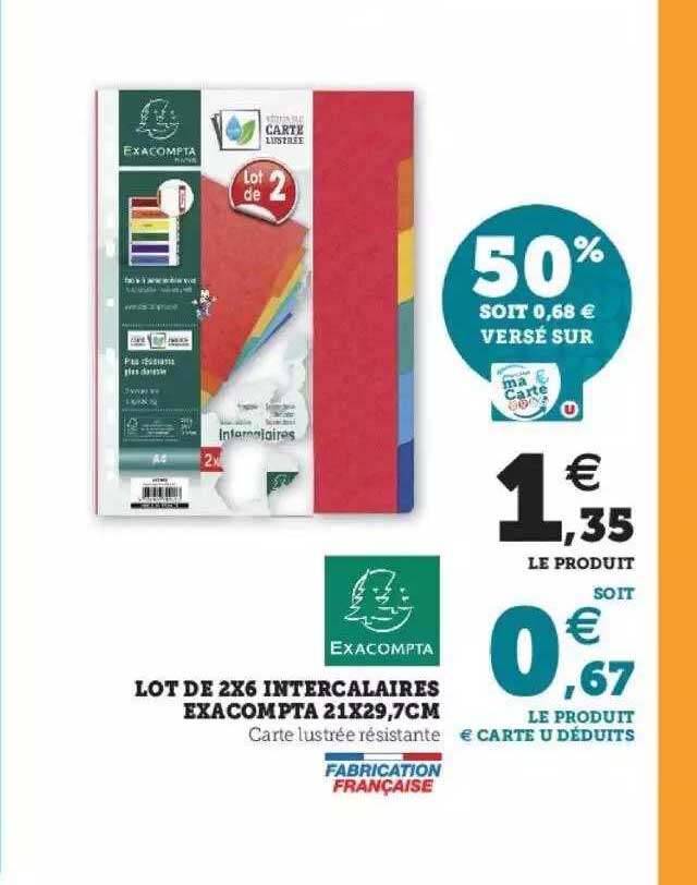 lot de 2x6 intercalaires exacompta 21 x 29, 7cm