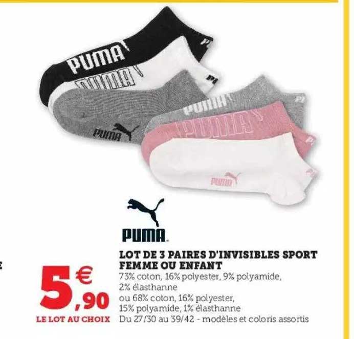 lot de 3 paires d'invisibles sport femme ou enfant