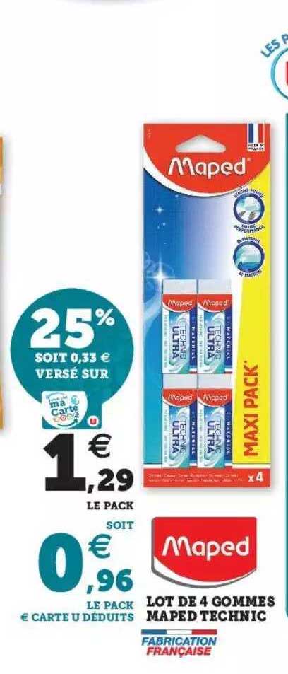 Lot De 4 Gommes Maped Technic