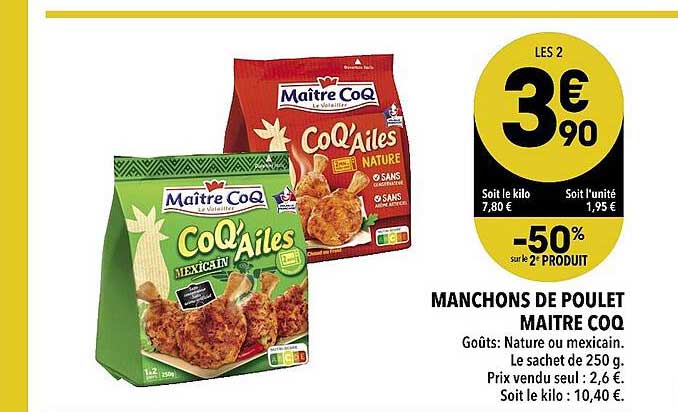 manchons de poulet maître coq