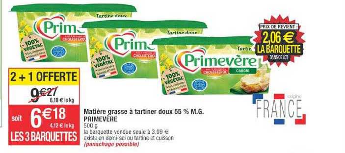 matière grasse à tartiner doux 55% m.g. primevère