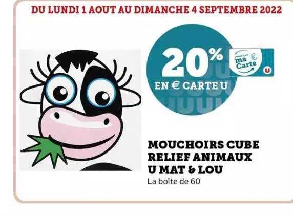 mouchoirs cube relief animaux u mat & lou