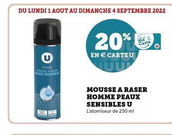mousse à raser homme peaux sensibles u