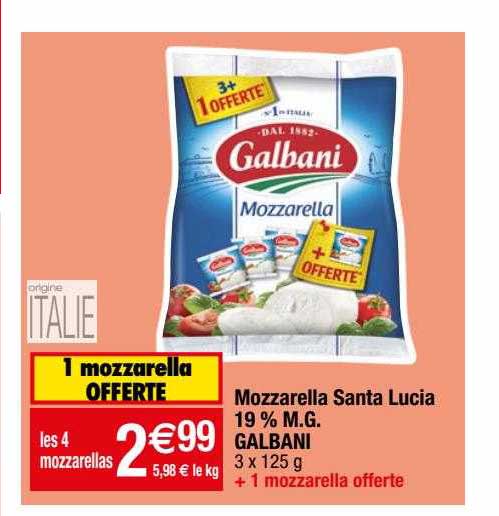 mozzarella santa lucia 19% m.g. galbani
