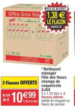 nettoyant ménager fête des fleurs champs de coquelicots ajax