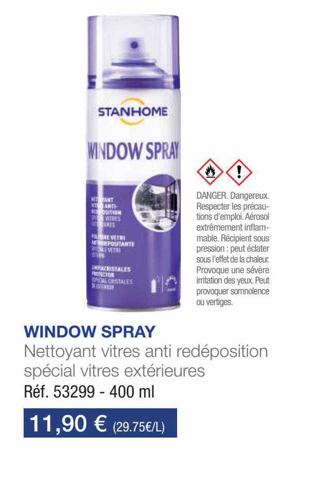 nettoyant vitres anti redéposition spécial vitres extérieures