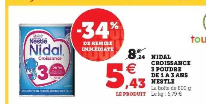 nidal croissance 3 poudre de 1 à 3 ans nesté