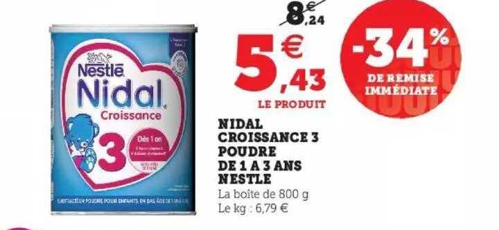 nidal croissance 3 poudre de 1 à 3 ans nestlé