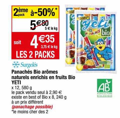 panachés bio arômes naturels enrichis en fruits bio yeti