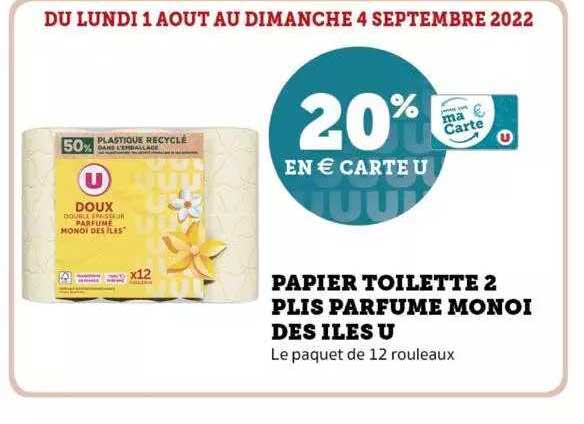 papier toilette 2 plis parfumé monoï des îles u
