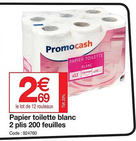 papier toilette blanc 2 plis 200 feuilles