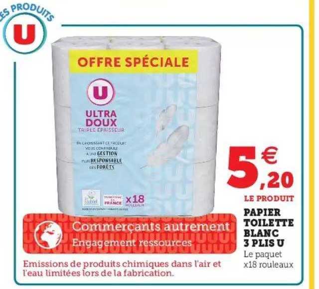 Papier Toilette Blanc 3 Plis U