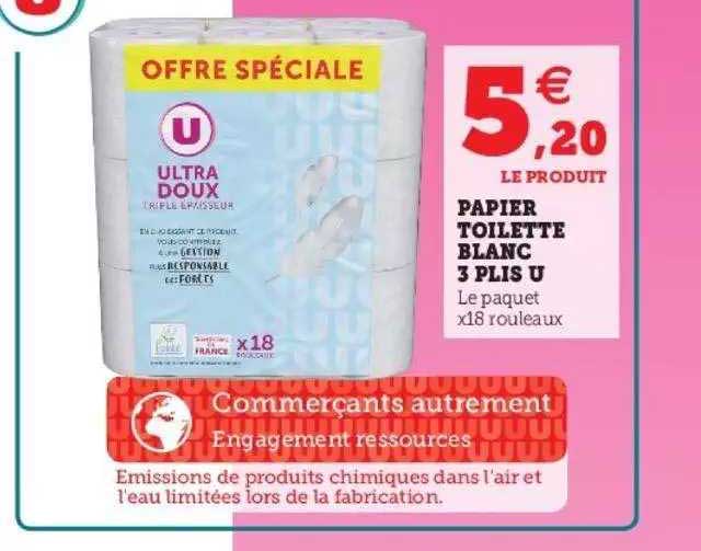 papier toilette blanc 3 plis u