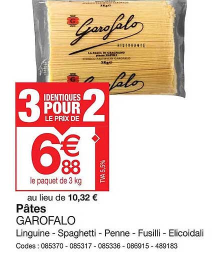 pâtes garofalo linguine - spaghetti - penne - fusilli - elicoidali
