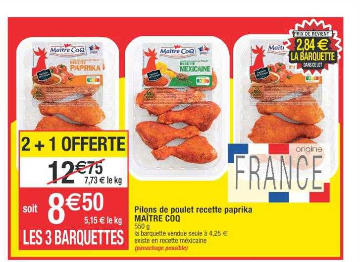 pilons de poulet recette paprika maître coq