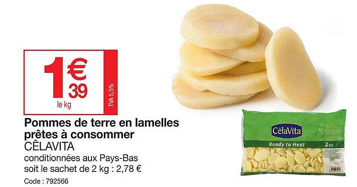 pommes de terre en lamelles prêtes à consommer cêlavita
