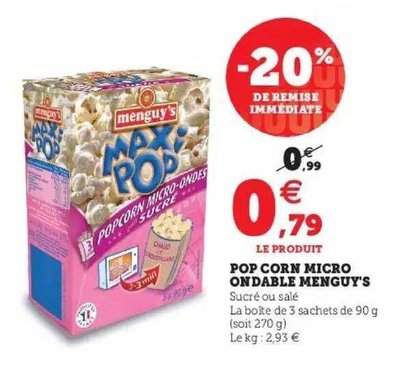 pop corn micro ondable menguy's