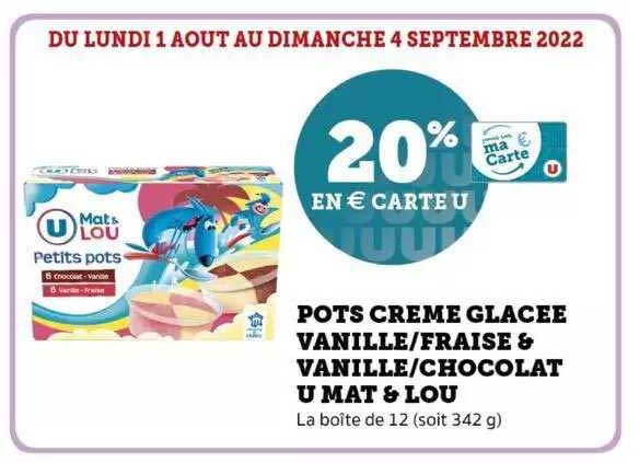 pots crème glacée vanille-fraise & vanille-chocolat u mat & lou
